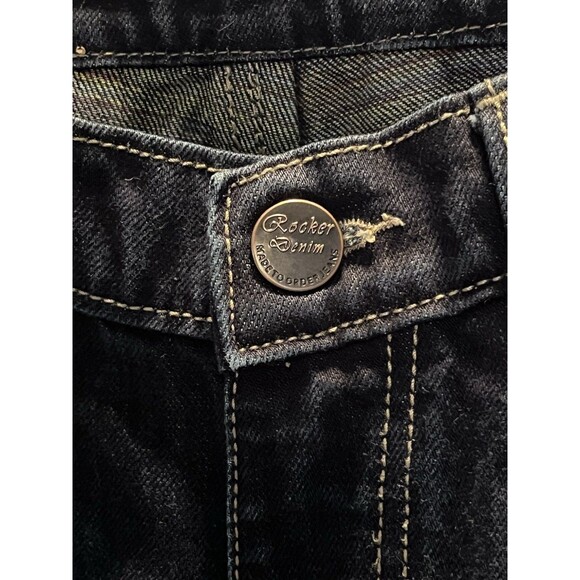 Rocker Denim Selvedge Unique Custom Made Straight Leg Jeans Mens 30x31 Dark Blue - Picture 2 of 8